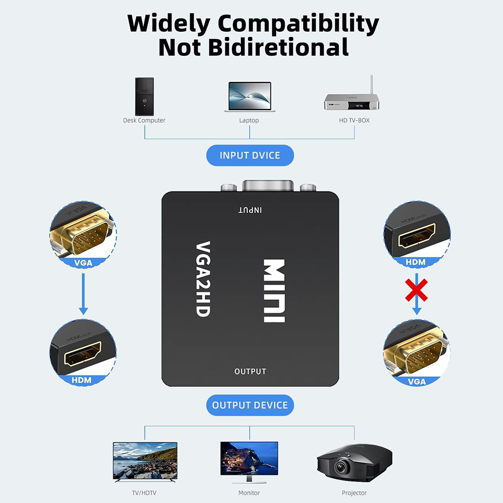 Mini VGA HDMI uyumlu Dönüştürü - Home Cinema Portable incelemesi ve fiyatı