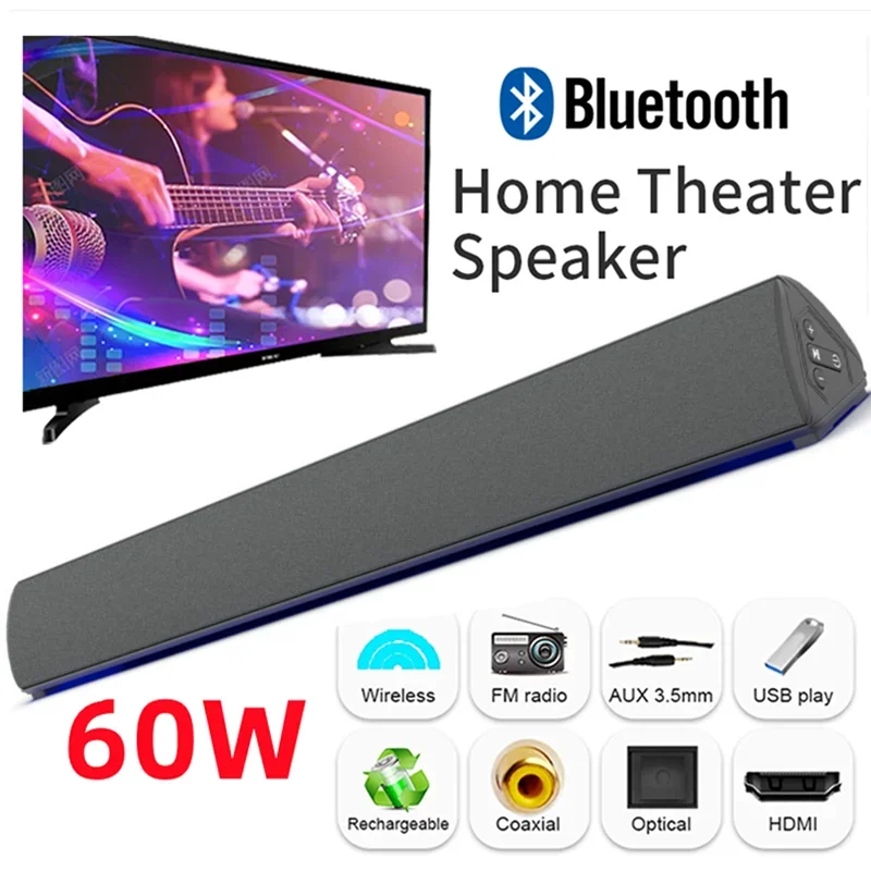 60W kablosuz TV PC soundbar'da - Home Cinema Wireless Speakers incelemesi ve fiyatı